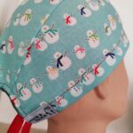 Touca fita Natal. Bonecos de neve.