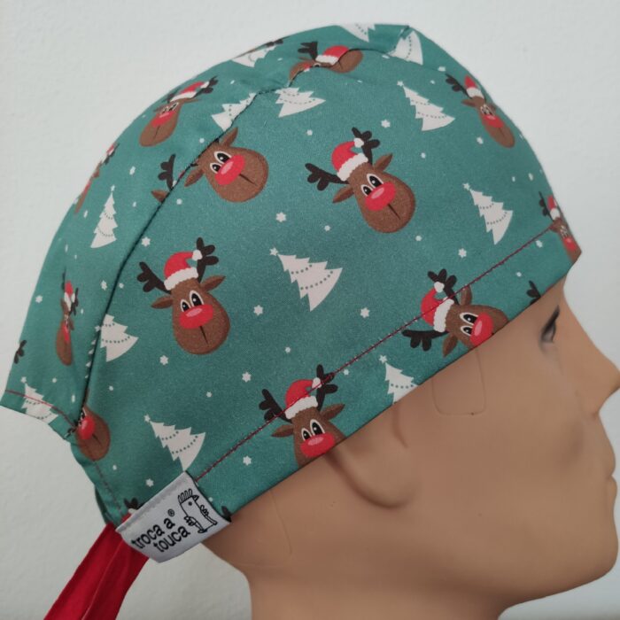 Touca cirúrgica Natal fita. Renas.