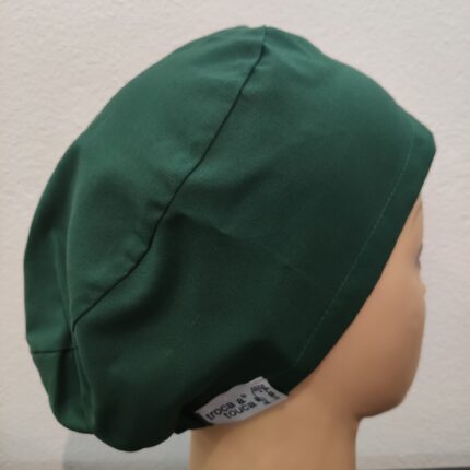 Touca cirúrgica lisa elástico. Verde Garrafa.