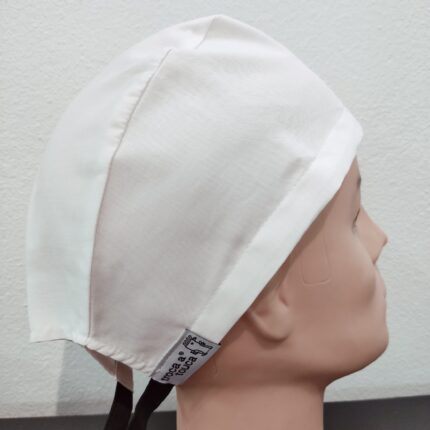 Touca cirúrgica lisa fita. Branco.