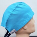 Touca cirúrgica lisa fita. Azul Bébé.
